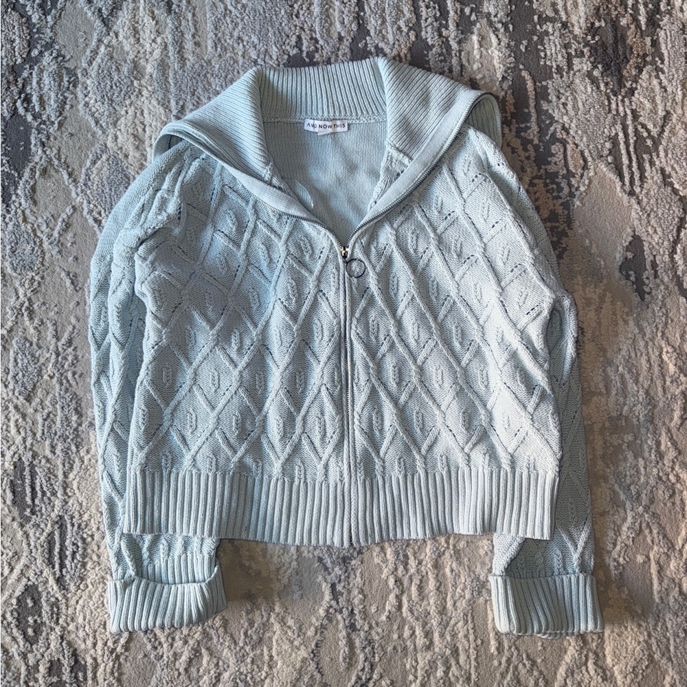 Light Blue Diamond Knit Cardigan